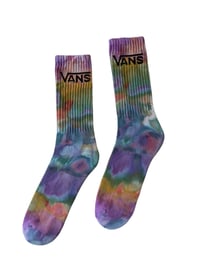 Image 2 of L/XL Adult VANS Hand-Dyed Crew Socks in Muted Rainbow Ice Dye