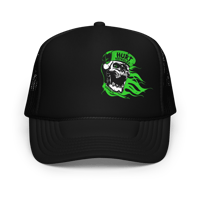 Image 1 of Green Skull Foam Trucker hat