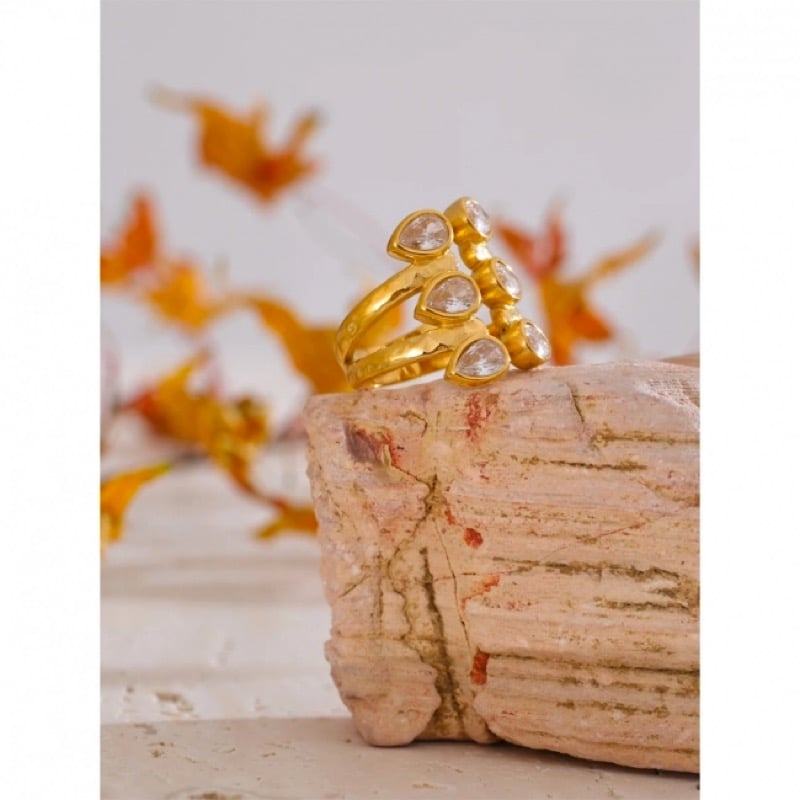 Image of LULA Cubic Zirconia 18ct Gold Plated Statement Ring