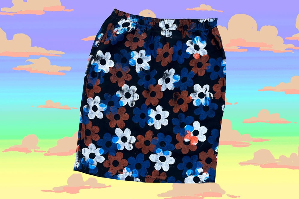 Image of READY TO SHIP multi-color daisy print pencil skirts- sizes 14 or 8 