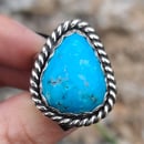 Image 1 of Medium Bright Blue Kingman Turquoise Handmade Sterling Silver Ring 