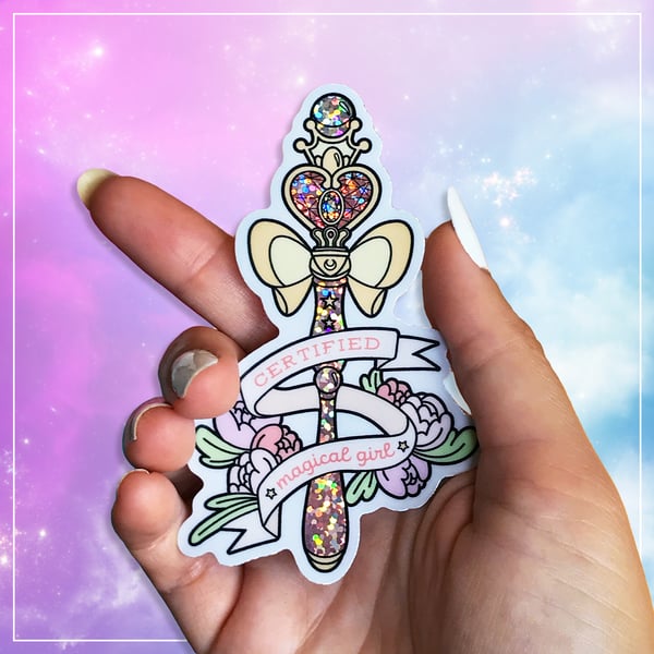 Image of Sailor Moon Spiral Heart Rod Glitter Holo Sticker