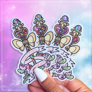 Image of Sailor Moon Spiral Heart Rod Glitter Holo Sticker