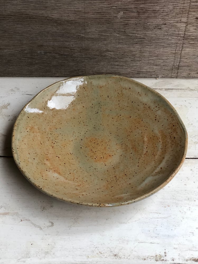 Image of shallow dish in speckled sage