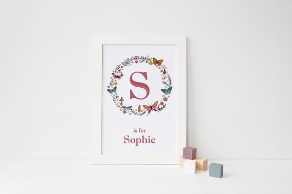 Image of Personalised Initial Print - Butterfly