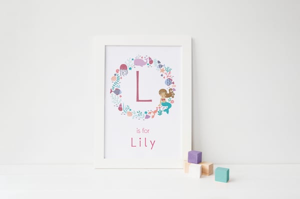 Image of Personalised Initial Print - Mermaid