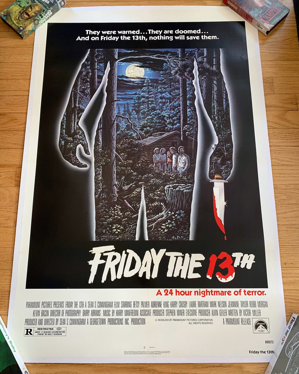 1980 FRIDAY THE 13TH Original U.S. Linen Backed One Sheet Movie Poster