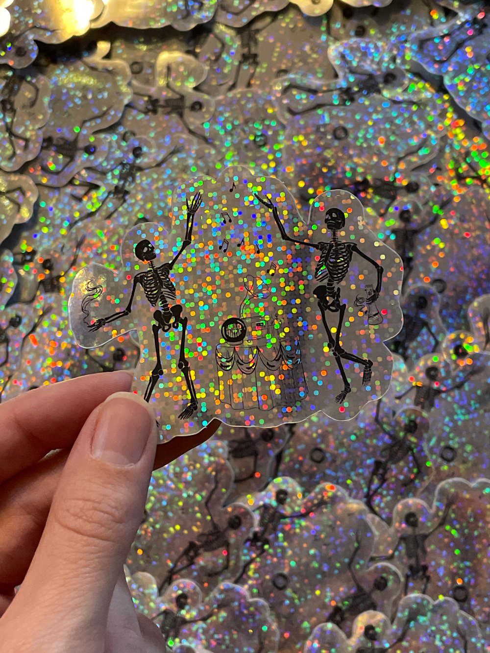 Image of Glitter Skeleton Sticker 3" x 2.4"