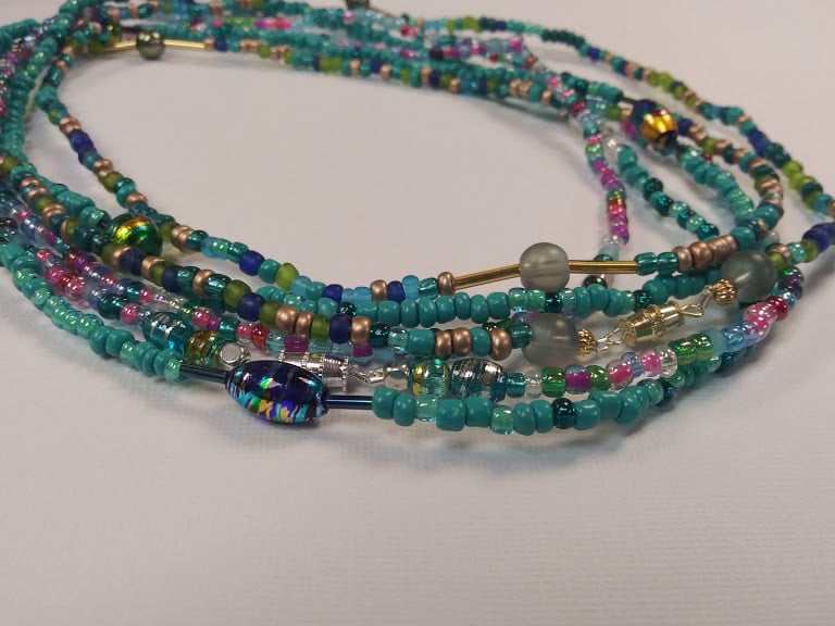 Image of Medium: Turquoise Berry Waist Beads Set