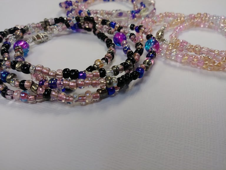 Image of Medium: Black Mermaid Waist Beads Set