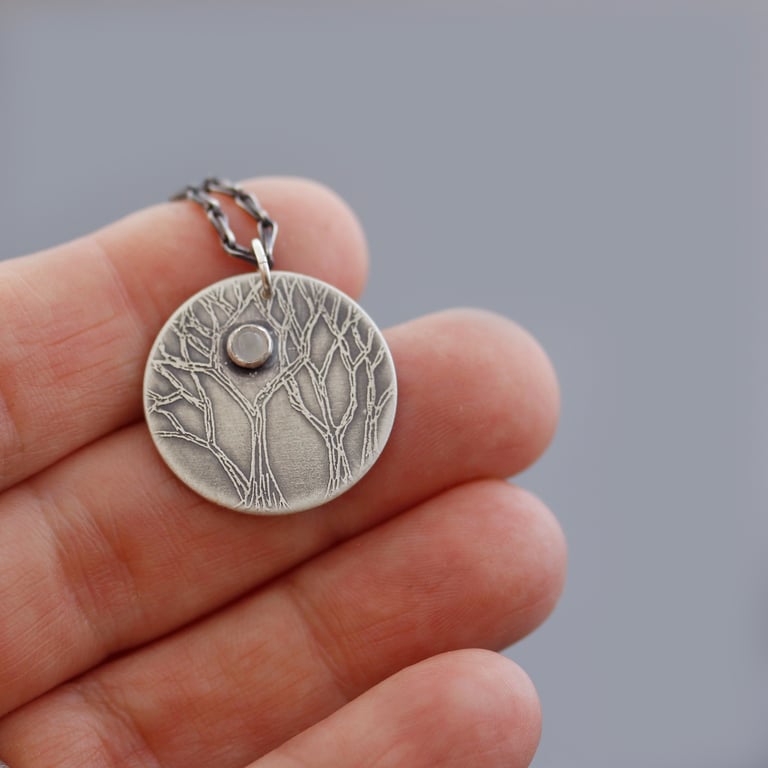 Sterling Silver Forest Moon Necklace Image 3