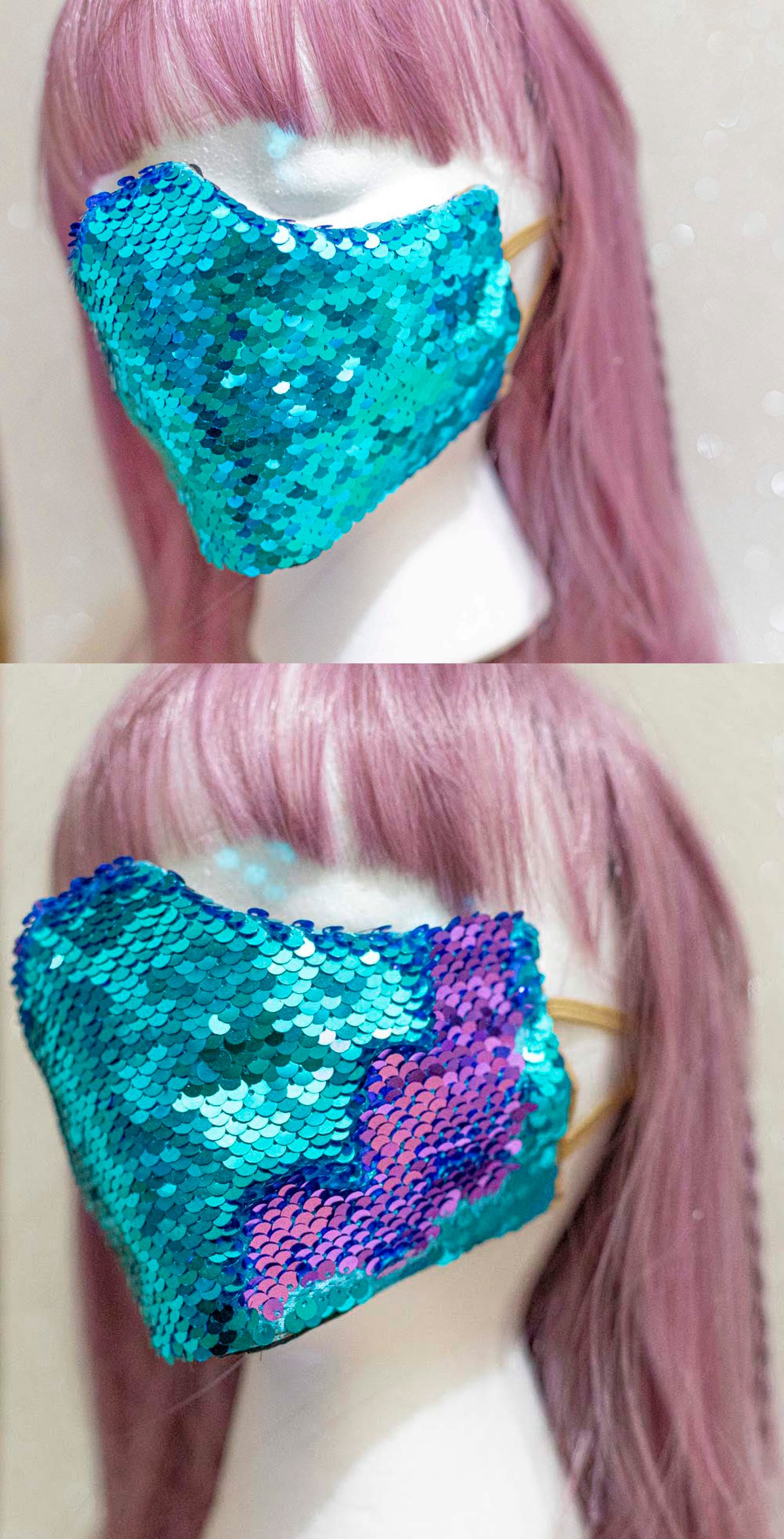 Image of 2 color sequin reversible mask