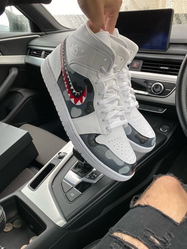 Jordan 1 - Grey Shark Camo Bapes 