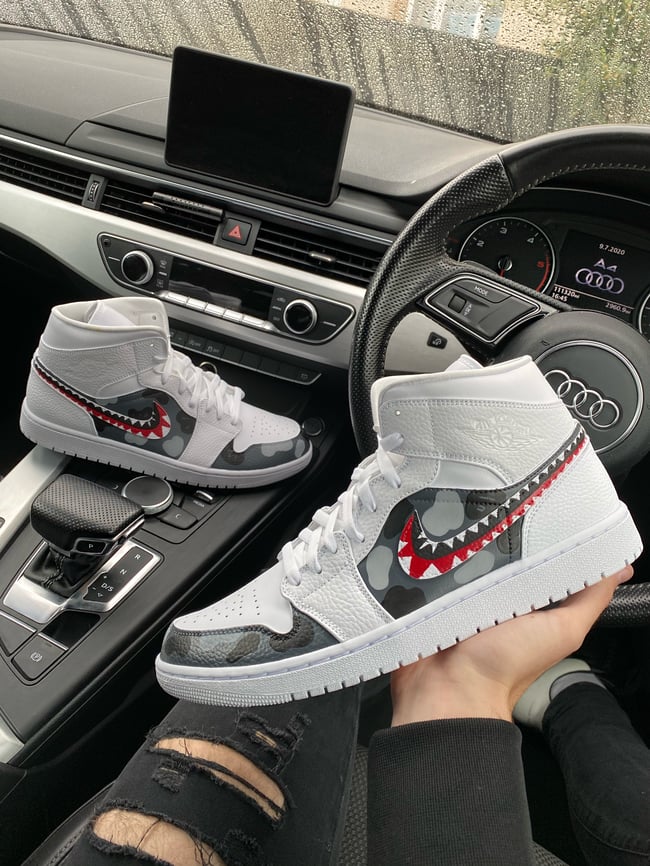 Jordan 1 - Grey Shark Camo Bapes 