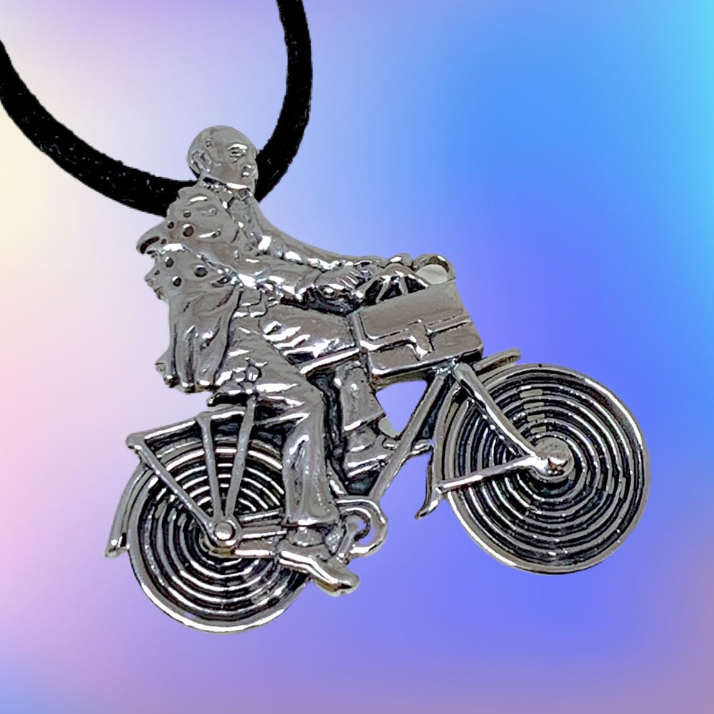 Image of Albert Hofmann Bicycle Day Tribute Sterling Silver Pendant 