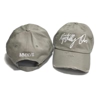 Image 2 of R.O. Logo Distressed Dad Hat Light Grey