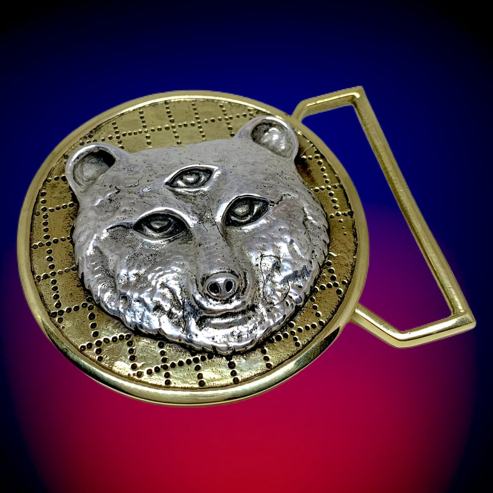 Image of Owsley Tribute Belt Buckle Cast in Yellow Brass & Sterling Silver