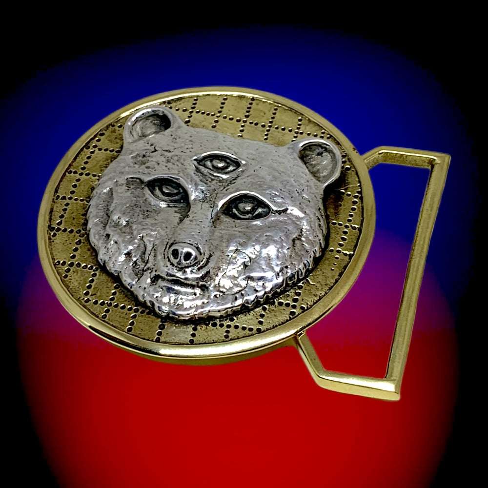 Image of Owsley Tribute Belt Buckle Cast in Yellow Brass & Sterling Silver