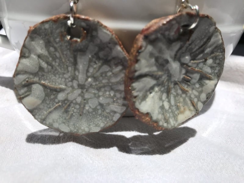 Mottled Mushroom Ceramic Earrings