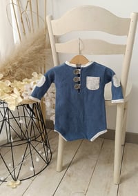 Image 2 of Baby Boy bodysuit for Sitter Photoshoots |Liam | 9-12 months | blue jeans