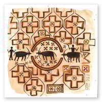 Image 1 of Original Painting - "Ma'a - Textile sacré du peuple Toraja 1" - 30x30 cm