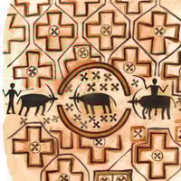 Image 2 of Original Painting - "Ma'a - Textile sacré du peuple Toraja 1" - 30x30 cm