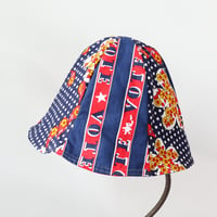 Image 2 of navy blue polka dots vote tween teen adult vintage fabric six panel bucket hat buckethat sunhat