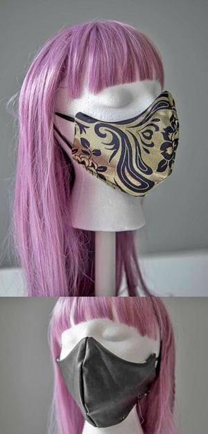 Image of golden Geisha Faux Leather . reversible mask