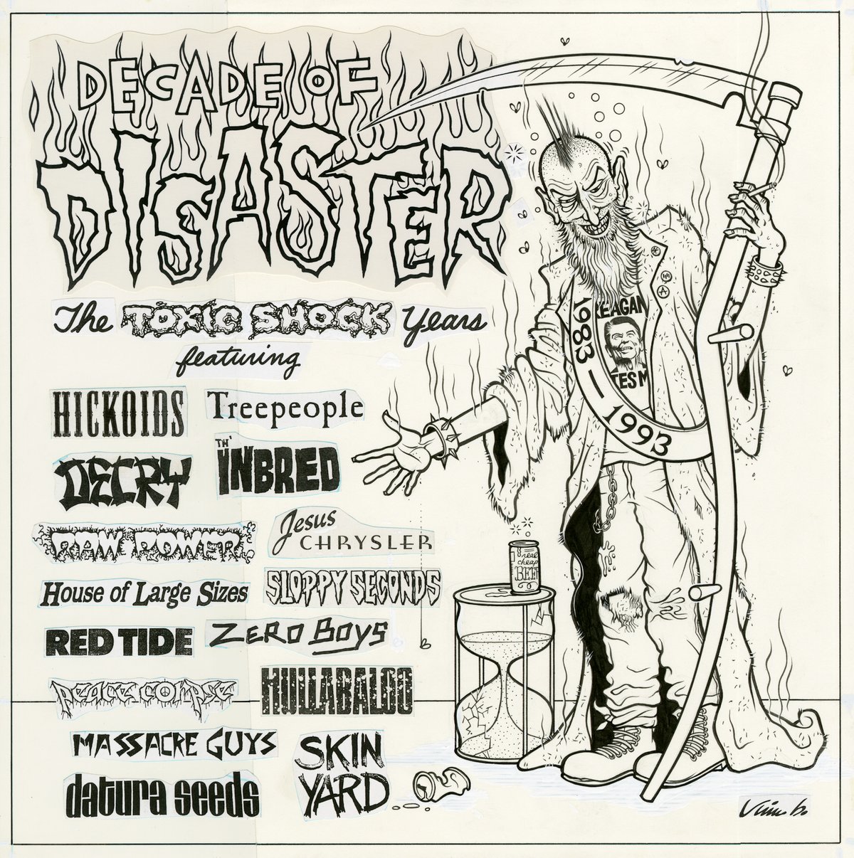 Image of DECADE OF DISASTER ink original + paste-up