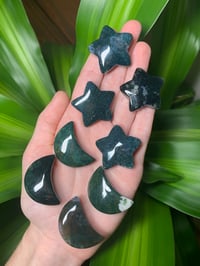 Moss Agate Moon and Stars