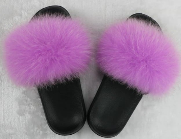 purple fluffy slides