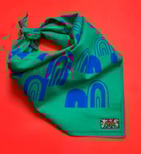 Image 1 of Rainbow Print Bandana in Kelly Green and Royal Blue
