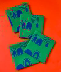 Image 5 of Rainbow Print Bandana in Kelly Green and Royal Blue