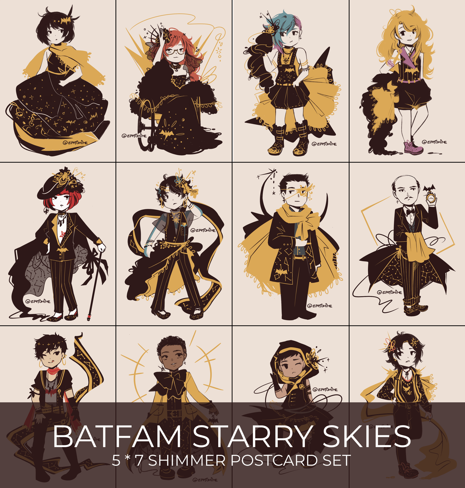 Batfam Starry Skies Postcard Set
