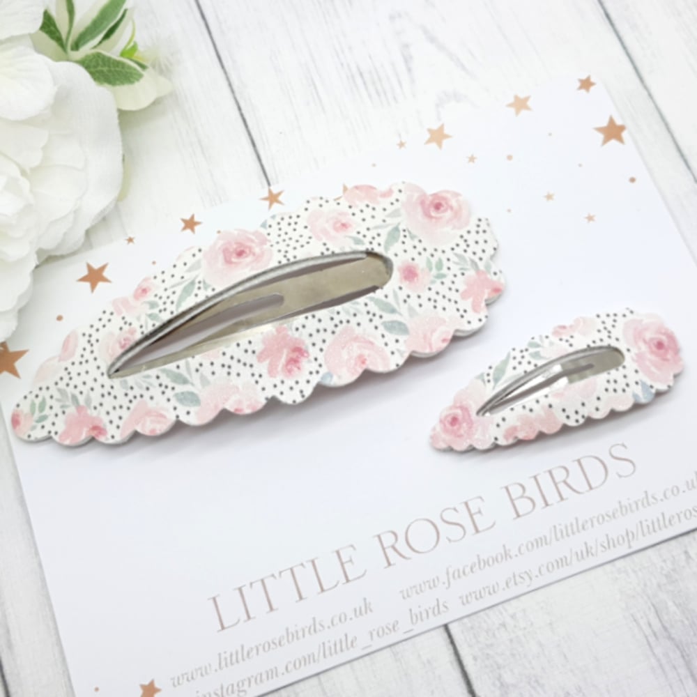 Image of Mummy & Me Dotty Floral Matching Snap Clip Set