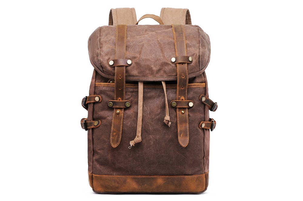 Image of Handmade Waxed Canvas Backpack Rucksack Travel Hiking Backpack MC9159