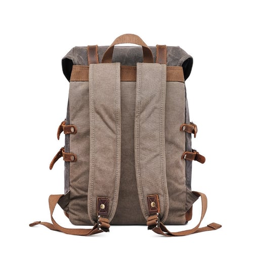 Image of Handmade Waxed Canvas Backpack Rucksack Travel Hiking Backpack MC9159