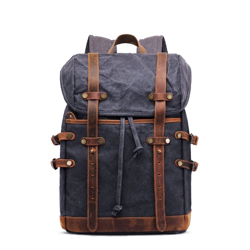Image of Handmade Waxed Canvas Backpack Rucksack Travel Hiking Backpack MC9159