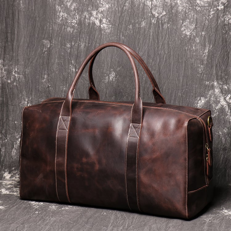 Vintage Genuine Leather Duffel Bag, Travel Bag, Overnight Weekend Bag ...