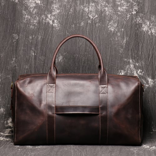 Image of Vintage Genuine Leather Duffel Bag, Travel Bag, Overnight Weekend Bag LJ1004
