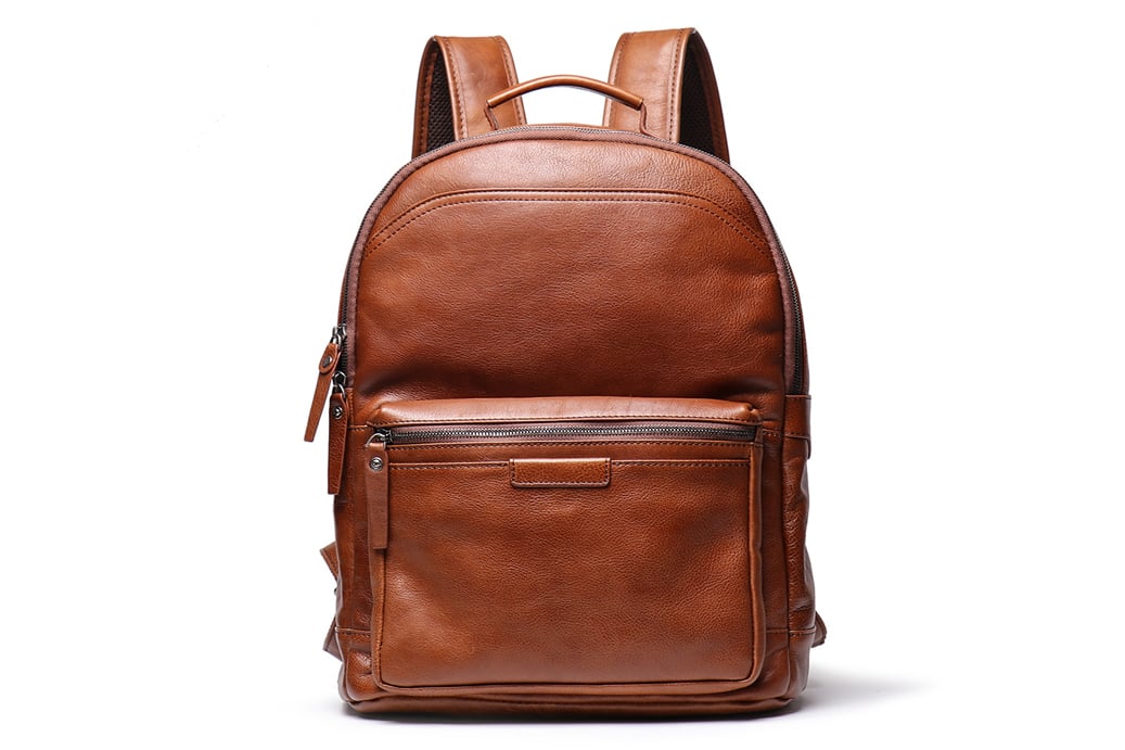 leather back pack men