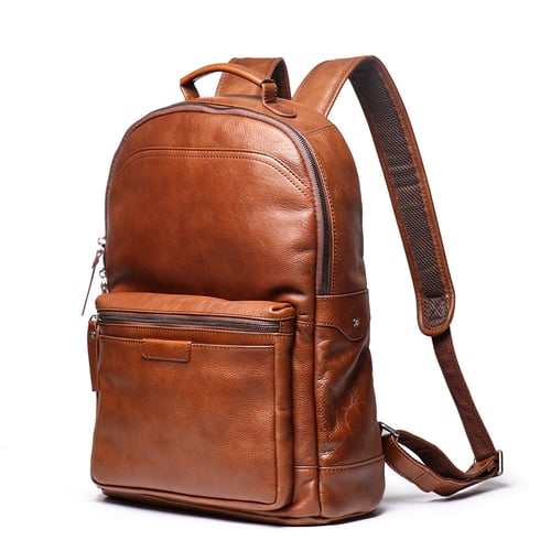 Image of Full Grain Leather Backpack, Men Travel Backpack  LJ 88120