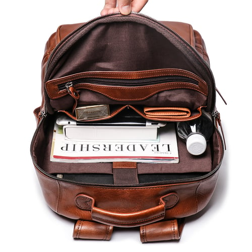 Image of Full Grain Leather Backpack, Men Travel Backpack  LJ 88120