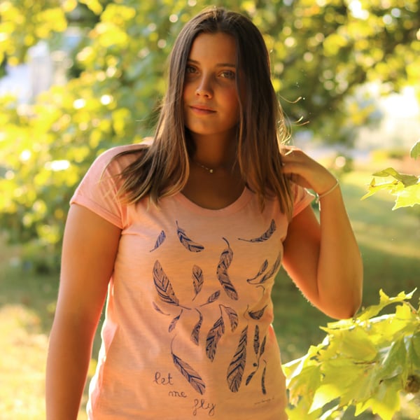 Image of T-shirt Femme Coton Bio *Feathers from the Sky*