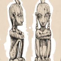 Image 2 of Original Painting - "Sculptures de Malekulu - Timor" - 30x42 cm