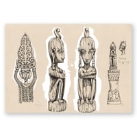 Image 1 of Original Painting - "Sculptures de Malekulu - Timor" - 30x42 cm