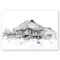 Image 1 of Original Painting - "Dans un village Lahu-shi" - 20x30 cm