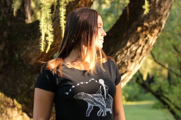 Image of Woman Tee-shirt *Poetic Bear & a dreaming Woman*