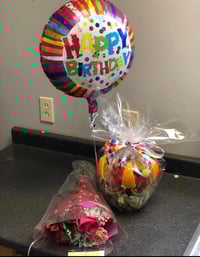 Fruit Basket with Flowers of your choice