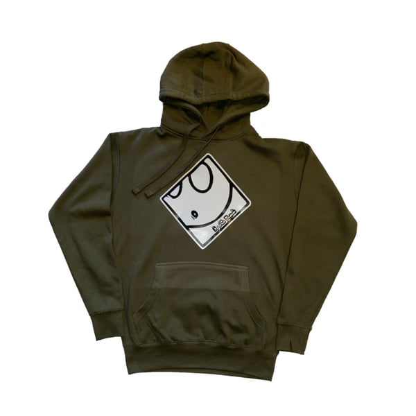 Image of Ghost Hoodie in Olive Green/Black/White